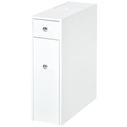 HOMCOM Slim Floor Cabinet Narrow Wooden Storage with Drawers Bathroom White