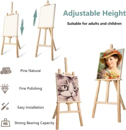Easel Stand Wooden A-Frame Folding Pine Wood Artist Art Craft Adjustable Display Exhibition for Wedding Painting Art Easel