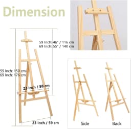 Easel Stand Wooden A-Frame Folding Pine Wood Artist Art Craft Adjustable Display Exhibition for Wedding Painting Art Easel