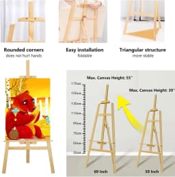 Easel Stand Wooden A-Frame Folding Pine Wood Artist Art Craft Adjustable Display Exhibition for Wedding Painting Art Easel