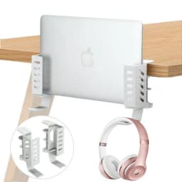 No Drill Desk Side Laptop Mount Hanging Laptop Holder Clamp on Desk Side Storage Organizer
