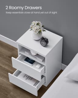 VASAGLE KAILYN Collection - Nightstand with Adjustable LED Light, Bedside Table with Drawers, Side Table