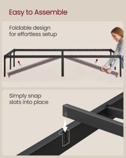 VASAGLE Double Metal Bed Frame, 135 x 190 cm, Under-Bed Space, Modern Style, for Guest Room, Easy Assembly