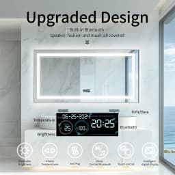 LUVODI Large Bluetooth Bathroom Mirror with LED Light Rectangle Anti-Fog Vanity Mirror with Bluetooth Speaker 3 Color Temperatur