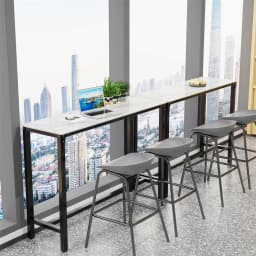 LUVODI Black Bar Table with White Height Kitchen Breakfast Counter Pub Table for Dining Room Business Area Offices