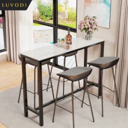 LUVODI Black Bar Table with White Height Kitchen Breakfast Counter Pub Table for Dining Room Business Area Offices
