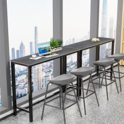 LUVODI Black Bar Table with White Height Kitchen Breakfast Counter Pub Table for Dining Room Business Area Offices