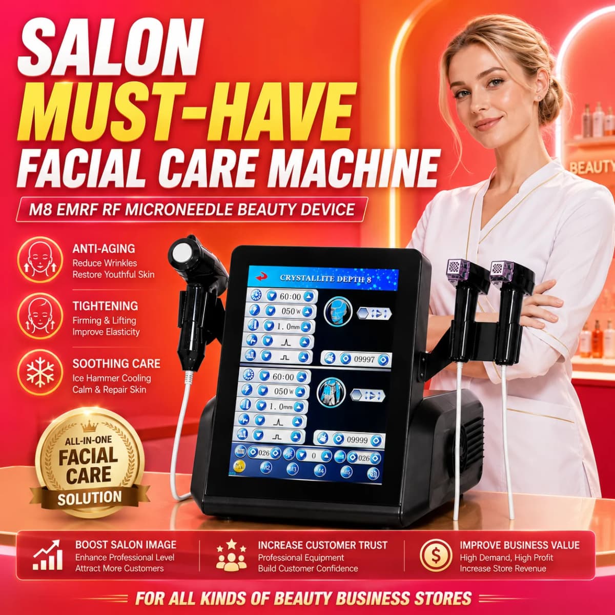 Professional Morpheus 8 RF Microneedling Machine Facial Skin Care Beauty With12 24 40 Nano Pin Cartridge