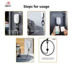 GWUYU Wallbox Type2 32A 7KW EV Charger 16A 11KW 32A 22KW 3 Phase Electric Vehicle Charging Station 5m Cable Support APP Control