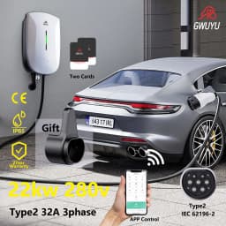GWUYU Wallbox Type2 32A 7KW EV Charger 16A 11KW 32A 22KW 3 Phase Electric Vehicle Charging Station 5m Cable Support APP Control