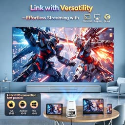 XGODY Mini 4K Projector, 720P Native 300 ANSI, Android 11 Short Throw Smart Projector WiFi 6 BT5.4, 180° Stand, Auto Keystone for Home Theater Bedroom Gift