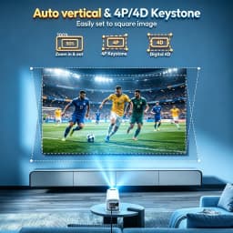 XGODY Mini 4K Projector, 720P Native 300 ANSI, Android 11 Short Throw Smart Projector WiFi 6 BT5.4, 180° Stand, Auto Keystone for Home Theater Bedroom Gift
