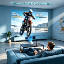 XGODY Mini 4K Projector, 720P Native 300 ANSI, Android 11 Short Throw Smart Projector WiFi 6 BT5.4, 180° Stand, Auto Keystone for Home Theater Bedroom Gift