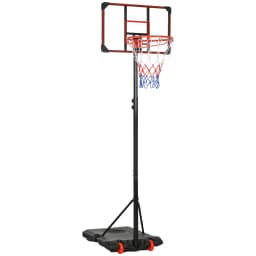 SPORTNOW Height Adjustable Basketball Hoop & Stand, Firm Backboard, Weighted Base, Portable, Wheels, 1.8-2.1m, Red