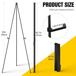 A+ 63" Floor Easel Stand Wedding Sign Poster Display w/Bag - Adjustable Height Foldable for Party Decor Graduation Promotions
