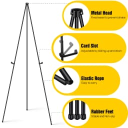 A+ 63" Floor Easel Stand Wedding Sign Poster Display w/Bag - Adjustable Height Foldable for Party Decor Graduation Promotions