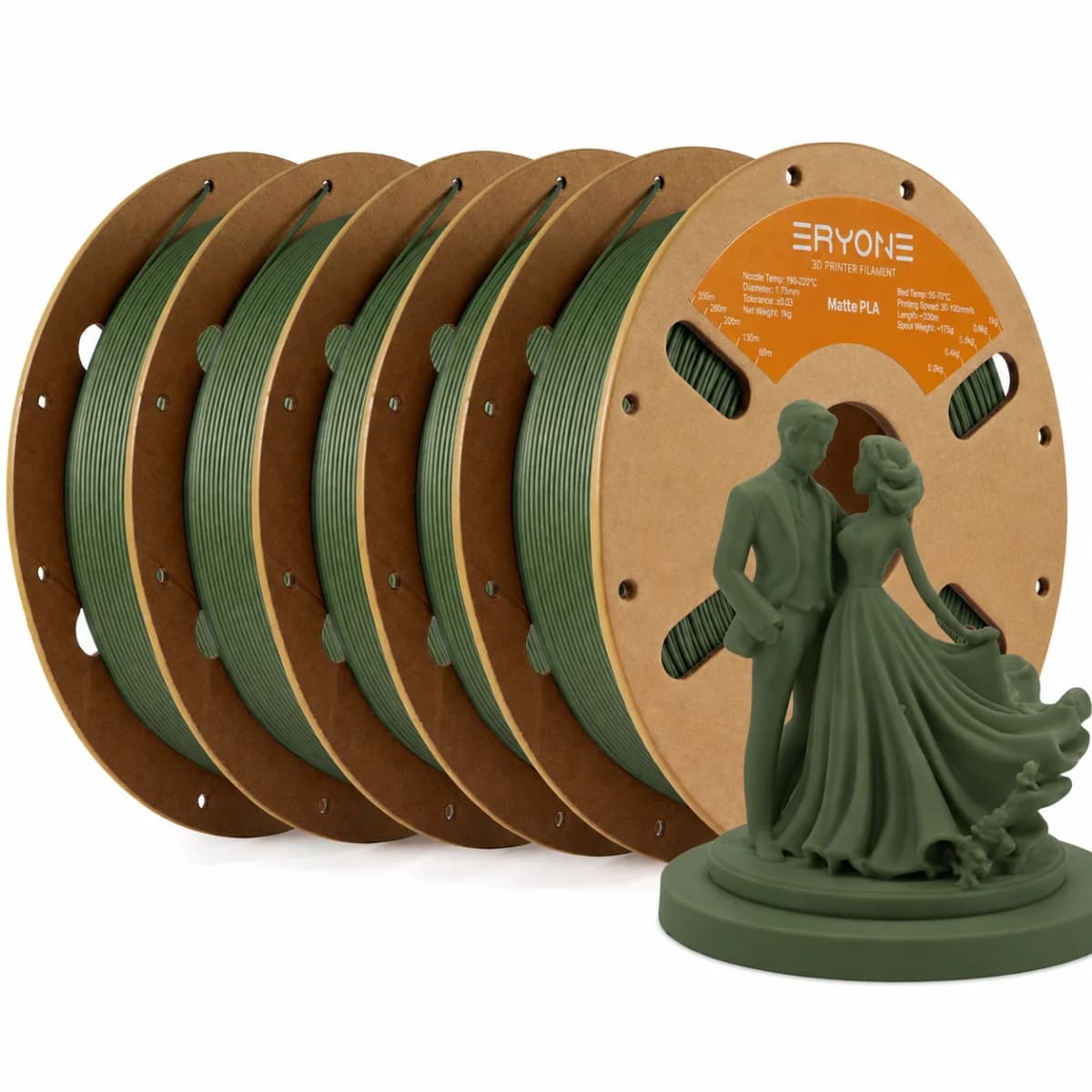 ERYONE 5KG PLA Matte Premium Filament 3D Print, Multicolor Available, PLA Matte Filament, Max Print Speed 100mm/s, 1KG/Spool