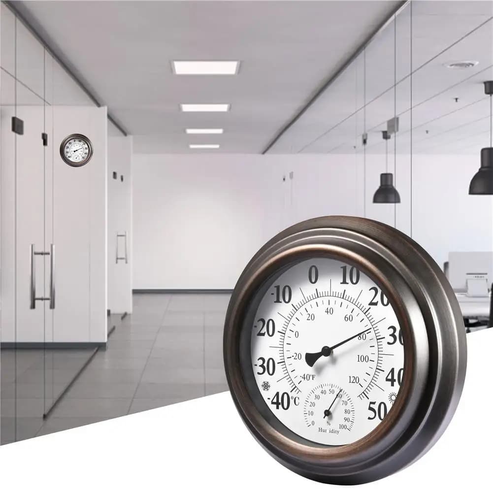 20CM Indoor Outdoor Thermometer Hygrometer Antique Painted Iron Shell Temperature And Humidity Measuring Instrument US/EU Dial
