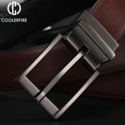 Business Dress Belts for Men Genuine Leather Belt Reversible Buckle Brown and Black Belt HQ110