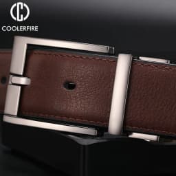 Business Dress Belts for Men Genuine Leather Belt Reversible Buckle Brown and Black Belt HQ110