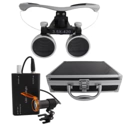Dental Loupes Dental Magnifier Dental Lab Medical Loupes Magnification Binocular 2.5/3.5x420 Headlight Headlamp 5W Set Metal Box