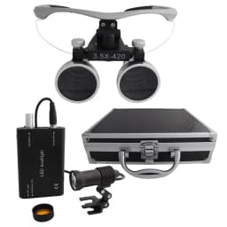 Dental Loupes Dental Magnifier Dental Lab Medical Loupes Magnification Binocular 2.5/3.5x420 Headlight Headlamp 5W Set Metal Box
