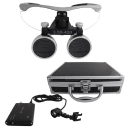 Dental Loupes Dental Magnifier Dental Lab Medical Loupes Magnification Binocular 2.5/3.5x420 Headlight Headlamp 5W Set Metal Box