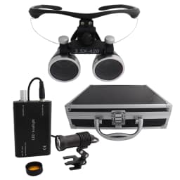 Dental Loupes Dental Magnifier Dental Lab Medical Loupes Magnification Binocular 2.5/3.5x420 Headlight Headlamp 5W Set Metal Box