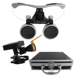 Dental Loupes Dental Magnifier Dental Lab Medical Loupes Magnification Binocular 2.5/3.5x420 Headlight Headlamp 5W Set Metal Box
