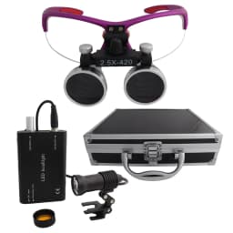 Dental Loupes Dental Magnifier Dental Lab Medical Loupes Magnification Binocular 2.5/3.5x420 Headlight Headlamp 5W Set Metal Box