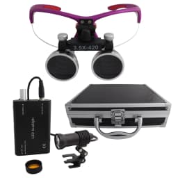 Dental Loupes Dental Magnifier Dental Lab Medical Loupes Magnification Binocular 2.5/3.5x420 Headlight Headlamp 5W Set Metal Box
