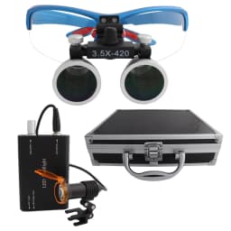 Dental Loupes Dental Magnifier Dental Lab Medical Loupes Magnification Binocular 2.5/3.5x420 Headlight Headlamp 5W Set Metal Box