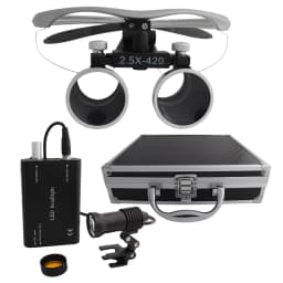 Dental Loupes Dental Magnifier Dental Lab Medical Loupes Magnification Binocular 2.5/3.5x420 Headlight Headlamp 5W Set Metal Box