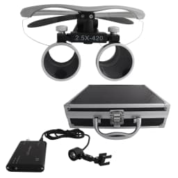 Dental Loupes Dental Magnifier Dental Lab Medical Loupes Magnification Binocular 2.5/3.5x420 Headlight Headlamp 5W Set Metal Box