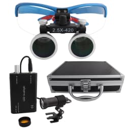 Dental Loupes Dental Magnifier Dental Lab Medical Loupes Magnification Binocular 2.5/3.5x420 Headlight Headlamp 5W Set Metal Box