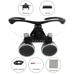 Dental Loupes Dental Magnifier Dental Lab Medical Loupes Magnification Binocular 2.5/3.5x420 Headlight Headlamp 5W Set Metal Box