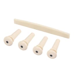 4Pcs Acoustic Bass Guitar Cream Bridge Pins+ 1Pcs Saddle Instrument Replacement Accessories Set