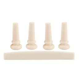 4Pcs Acoustic Bass Guitar Cream Bridge Pins+ 1Pcs Saddle Instrument Replacement Accessories Set