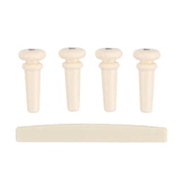 4Pcs Acoustic Bass Guitar Cream Bridge Pins+ 1Pcs Saddle Instrument Replacement Accessories Set
