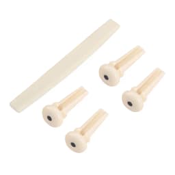 4Pcs Acoustic Bass Guitar Cream Bridge Pins+ 1Pcs Saddle Instrument Replacement Accessories Set