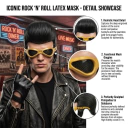 Elvis Presley Inspired Half Face Latex Mask Retro Vintage Costume Prop For Halloween Party Cosplay