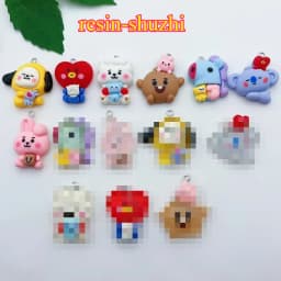 BT21 colorful cartoon resin transparent dog and koala bunny bag keychain DIY handmade accessories
