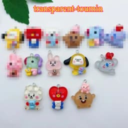 BT21 colorful cartoon resin transparent dog and koala bunny bag keychain DIY handmade accessories