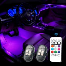 Car LED Decor Lights, Atmosphere Lamp Wireless/ Remote | Multi-Color Mode | USB Charging | For Interior, Grille, Warning Light