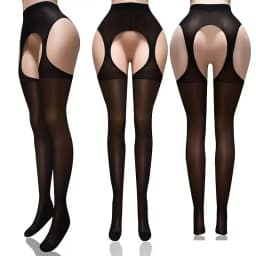 Side Open Sexy Stocking Soft Top Thigh High Stockings Open Suspender Garter Belt Lingerie Women's Tights Pantyhose