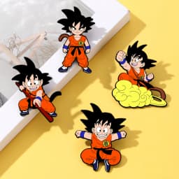 4 Pcs Son Goku Dragon Ball Cartoon Character Brooch Enamel Pin Metal Badge Jewelry for Clothes And Backpack Accessories Gifts