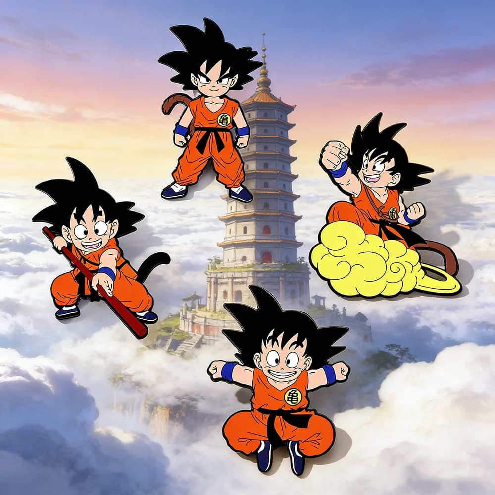 4 Pcs Son Goku Dragon Ball Cartoon Character Brooch Enamel Pin Metal Badge Jewelry for Clothes And Backpack Accessories Gifts