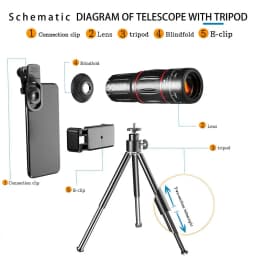 4 In 1 28x Zoom Telephoto Lens With Cell Phone Holder And Tripod Cell Phone Camera Lens For Iphone And Phone