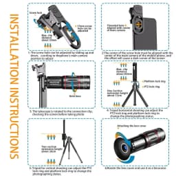 4 In 1 28x Zoom Telephoto Lens With Cell Phone Holder And Tripod Cell Phone Camera Lens For Iphone And Phone