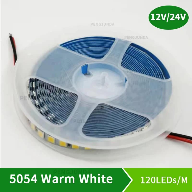 DC 12V 24V 5054 LED Strip Light 5m 120LEDs/M Waterproof Warm White 600 Led Stripe Flexible LED Ribbon Tape More Bright 5050 5630